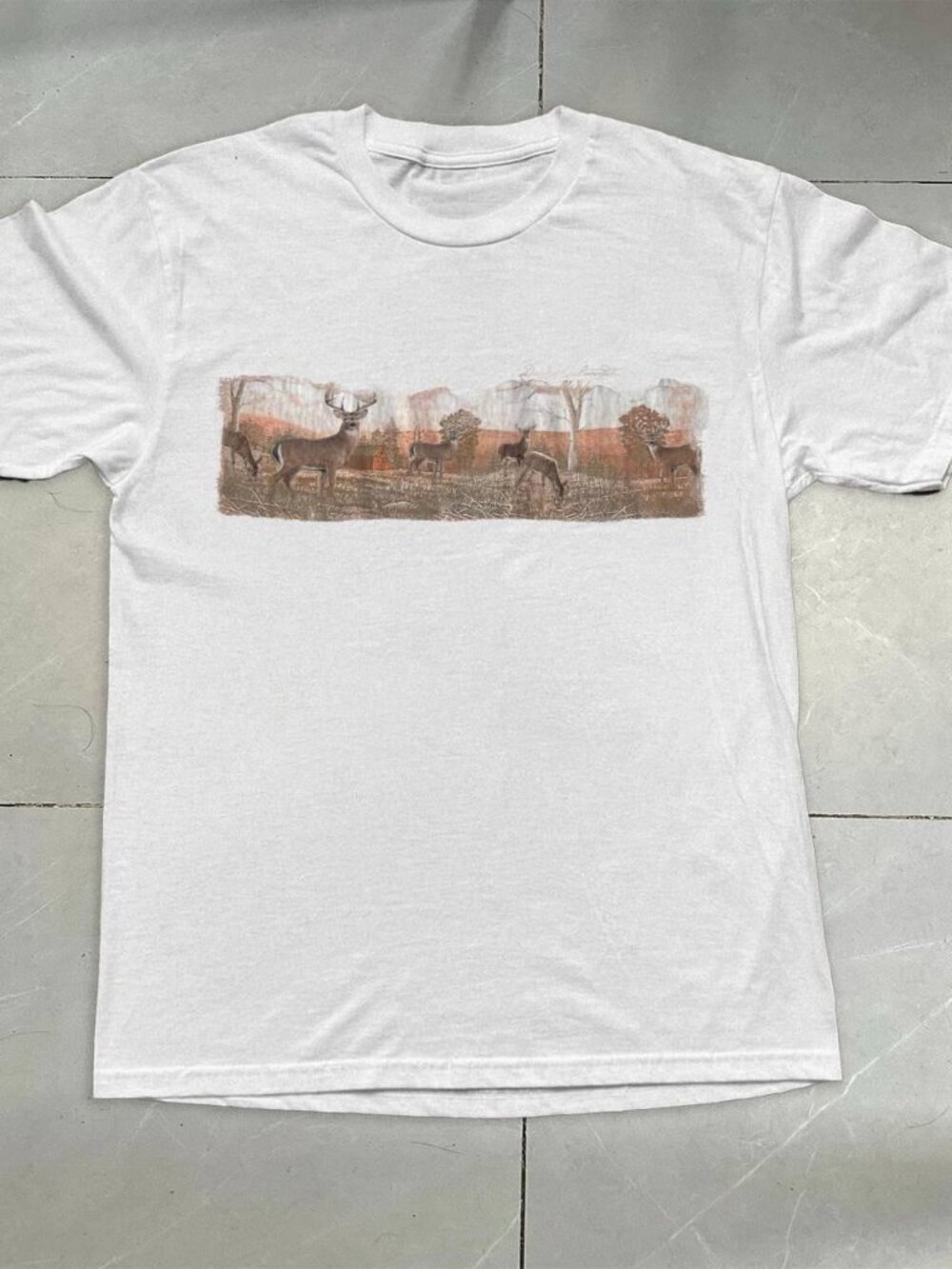 Deer Wildlife Graphic White T-Shirt